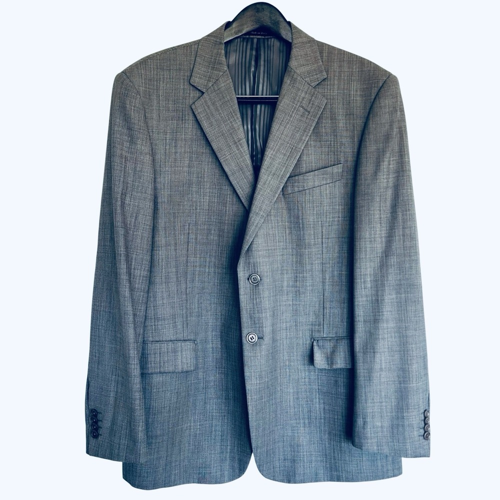 Tiglio Blazer 46R Gray Textured Italian Super 150s Wool Sport Coat Double Vent